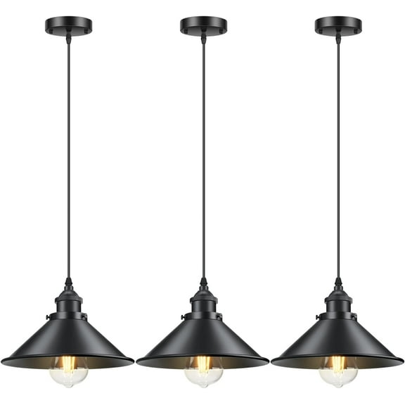 Licperron 3-Light Farmhouse Vintage Metal Shade Pendant Lights