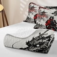 thumbnail image 4 of Homewish Japanese Samurai Landscape Bed Spread Queen,Dragon Animal Queen Coverlet Set,Cream Red,3 Pieces, 4 of 7