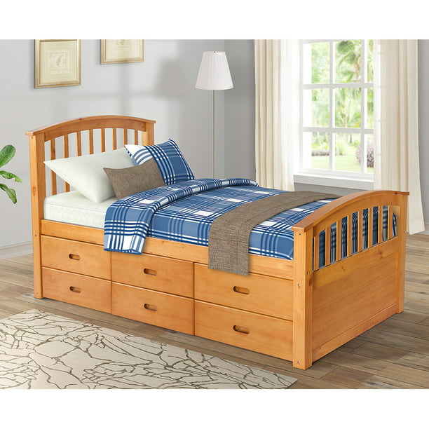Solid Wood Platform Bed With 6 Drawers, Twin Platform Bed With Drawers Solid Wood