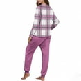 thumbnail image 5 of SYMOID Womens Pink Plaid Long Sleeve Pajama Set - Soft 100% Polyester, with Cuffed Ankle Jogger Pants, for Sleeping & Lounging, S-XXL,Size 2XL, 5 of 7