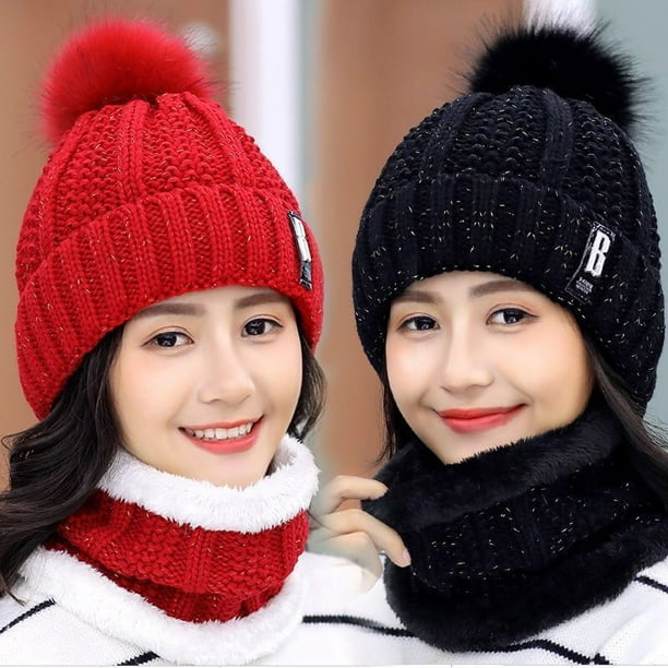 REDESS Bonnet d'hiver à Pompons pour Femme Doublure Polaire Chaude