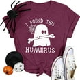 thumbnail image 2 of Womens Halloween Halloween T-Shirt Short Sleeve I Found This Humerus Ghost Tops Funny Nurse Spooky Tees, 2 of 3