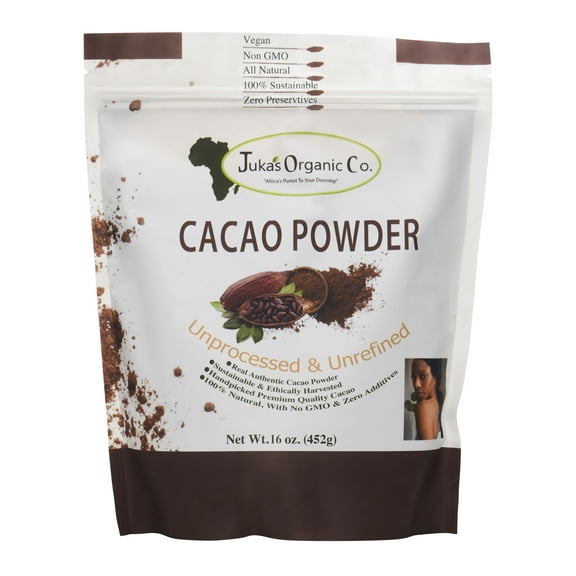 Juka's Organic Co. Cacao Powder (Non-GMO, Gluten-Free, Unrefined, Authentic, All Natural From West Africa)Â 16 OzÂ