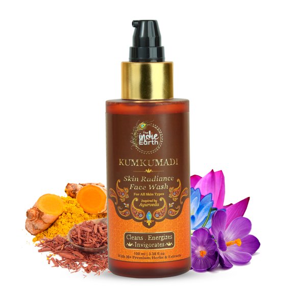 The Indie Earth 10% Kumkumadi Skin Radiance Face wash For Brighter & Glowing Skin with 30+ Premium Herbs & Extracts including Saffron, Blue Lotus, Tomato, Sandalwood, Beetroot 100ml SLS & Paraben Free