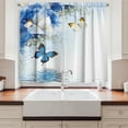 thumbnail image 2 of Ambesonne Floral Kitchen Curtains, Exotic Nature Flowers Pond, 55"x45", Blue and White, 2 of 3