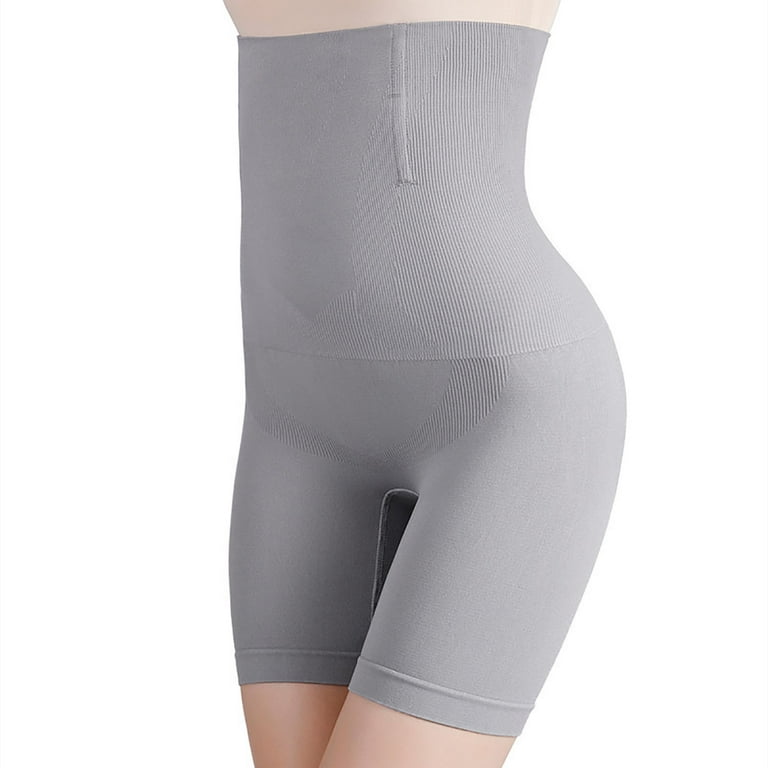 HUPOM Seamless Underwear For Women Womens Silk Panties High waist Comfort  Waist Solid Boxer Briefs Gray 6XL