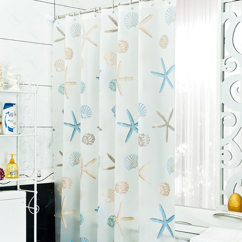 Waterproof Bath Shower Curtain Various Pattern Mould-Resistant with Hooks Set 
