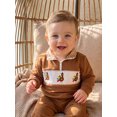 thumbnail image 3 of RUINIXCW Toddler Baby Boy Girl Thanksgiving Sweatshirt Outfit Fall Winter Quarter Zip Sweatshirts Letter Turkey Embroidery Plaid Lapel Long Sleeve Pullover Shirt Top, 3 of 10