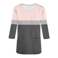 thumbnail image 5 of Cavosen Uniform Scrubs Tops Women Pink 3/4 Sleeve V Neck Scrub Tops Stretchy Soft Xmas Color Block Wrap Scrub Shirts with Pocket Breathable Workwear Underscrub Tee Tunic L, 5 of 5