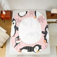 thumbnail image 5 of Manfei Cute Cartoon Penguin Full Size Sheets 4-Piece, Kawaii Animal Bed Sheets, Pink Snowflakes Sheet Sets, Luxury Bedroom Decor, 5 of 7