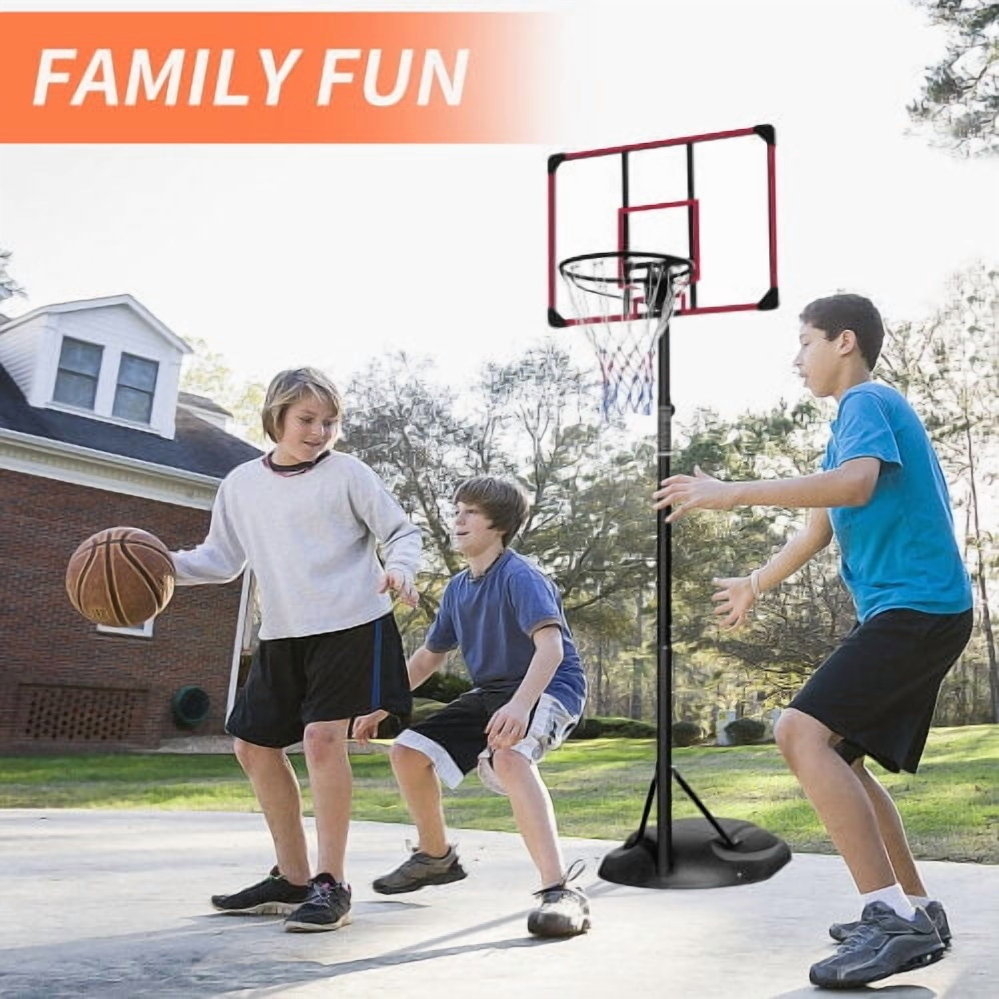 Basketball Hoop Portable Basketball Hoop Adjustable 7.5ft - 9.2ft with 32 Inch Backboard for Youth Adults Indoor Outdoor Basketball Goal Red,Basketball Goal
