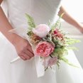 thumbnail image 5 of Wedding Bouquet Peach Pink Flower Bridal Bouquet 9.8" Tall, 5 of 5