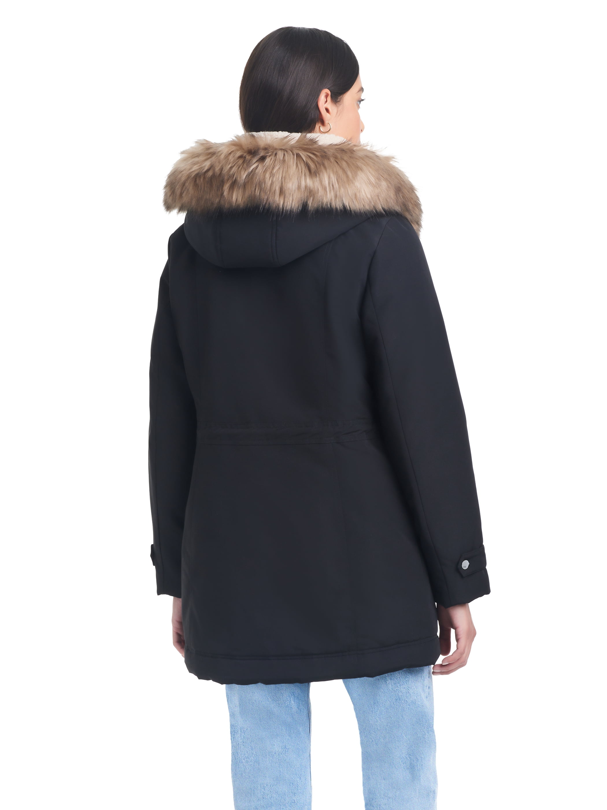 Sam & Libby Ladies Long Sleeve Mid-Length Parka with Sherpa Bib