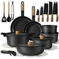 thumbnail image 1 of 34pcs Pots and Pans Set, Nonstick Cookware Set Detachable Handle, Induction Kitchen Cookware Sets Non Stick with Removable Handle, RV Cookware Set, Oven Safe, Jet Black, 1 of 5