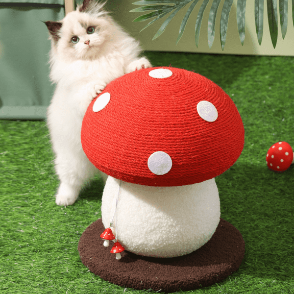 Red Mushroom Cat Tree Scracher Home Room Decor