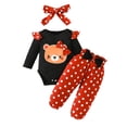 thumbnail image 1 of Gibobby Conjunto para bebé y niño de animados de manga larga para niñas pequeñas, mono con estampado de puntos, pantalones, diademas, trajes(Negro,6-9 Meses), 1 of 5