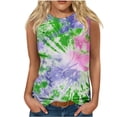 thumbnail image 1 of UPPADA Débardeurs Graphiques pour Femmes Coupe Ample T-Shirts Décontractés Ourlet Fluide Col Rond Tendance Sans Manches Hauts d'Été Vêtements de Plage Vacances Tenues Commandes Passées Historique Vert,m, 1 of 4