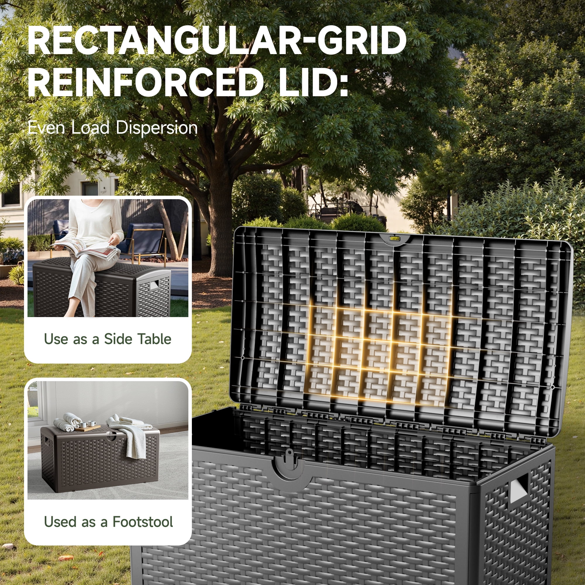 Ortus Collective 80-Gallon Weatherproof Resin Storage Chest, Secure Lockable Design for Outdoor Cushions, Patio Accessories, and Garden Supplies, Black