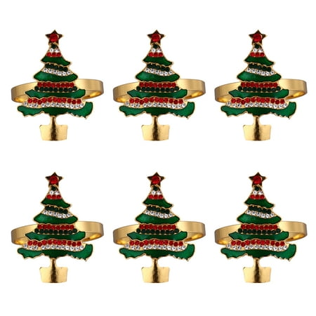 

6pcs Adorable Napkin Rings Christmas Napkin Buckles Creative Table Decors (Green)