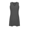 thumbnail image 5 of Women's Sleevelee Tank Dress 2025 Summer Casual V Neck Basic Split Mini Tshirt Sundresses Fashion Outfits, 5 of 6