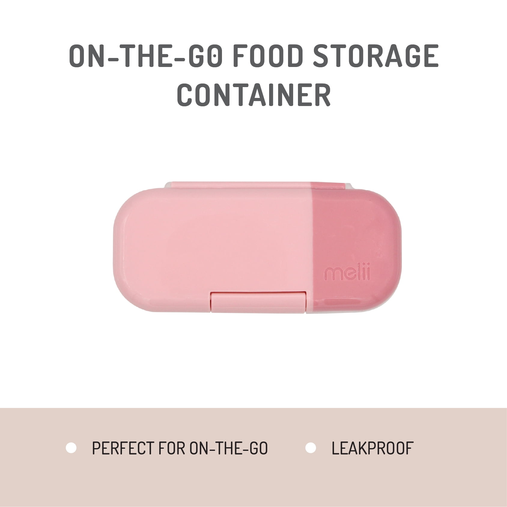 melii 2-Compartment Snack Box, Plastic Food Storage Container in Blush and Berry – Perfect for Daily Lunch Packing