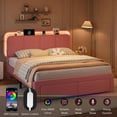 thumbnail image 6 of Virans Queen Size Velvet Upholstered Bed Frame with Headboard & 2 Storage Drawers,Princess Platform Bed Frame with Charging Station & LED,No Box Spring Needed,Pink, 6 of 9