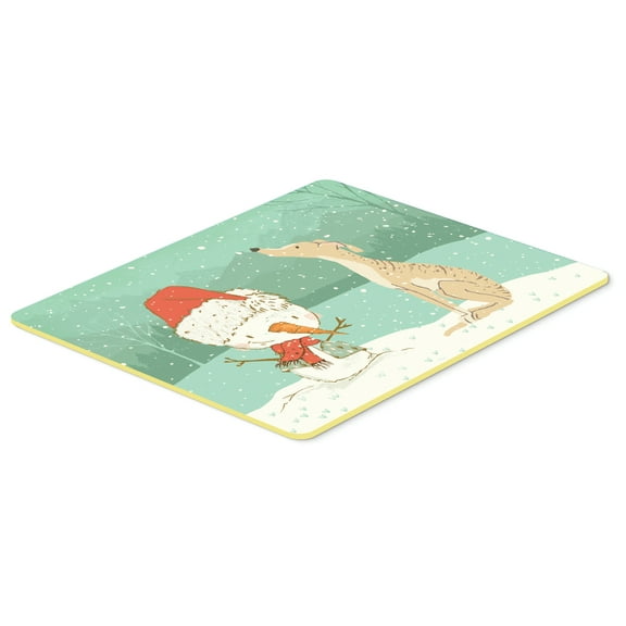 Brindle Greyhound Snowman Christmas Kitchen or Bath Mat 24x36
