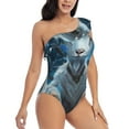 thumbnail image 3 of Honeii Forest Meditating Goat for women's one-piece swimsuit featuring a chic one-shoulder design experience elegance and style in the water-Small, 3 of 6
