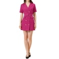 thumbnail image 2 of Allegra K Women's Solid Lapel Collar Double Breasted Short Sleeve Mini Blazer Dress, 2 of 5