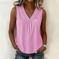 thumbnail image 2 of ClodeEU Women's V Neck Pleated Sleeveless Tank Top, Casual Loose Fit Blouse Pink,Women's Plus XXL, 2 of 8