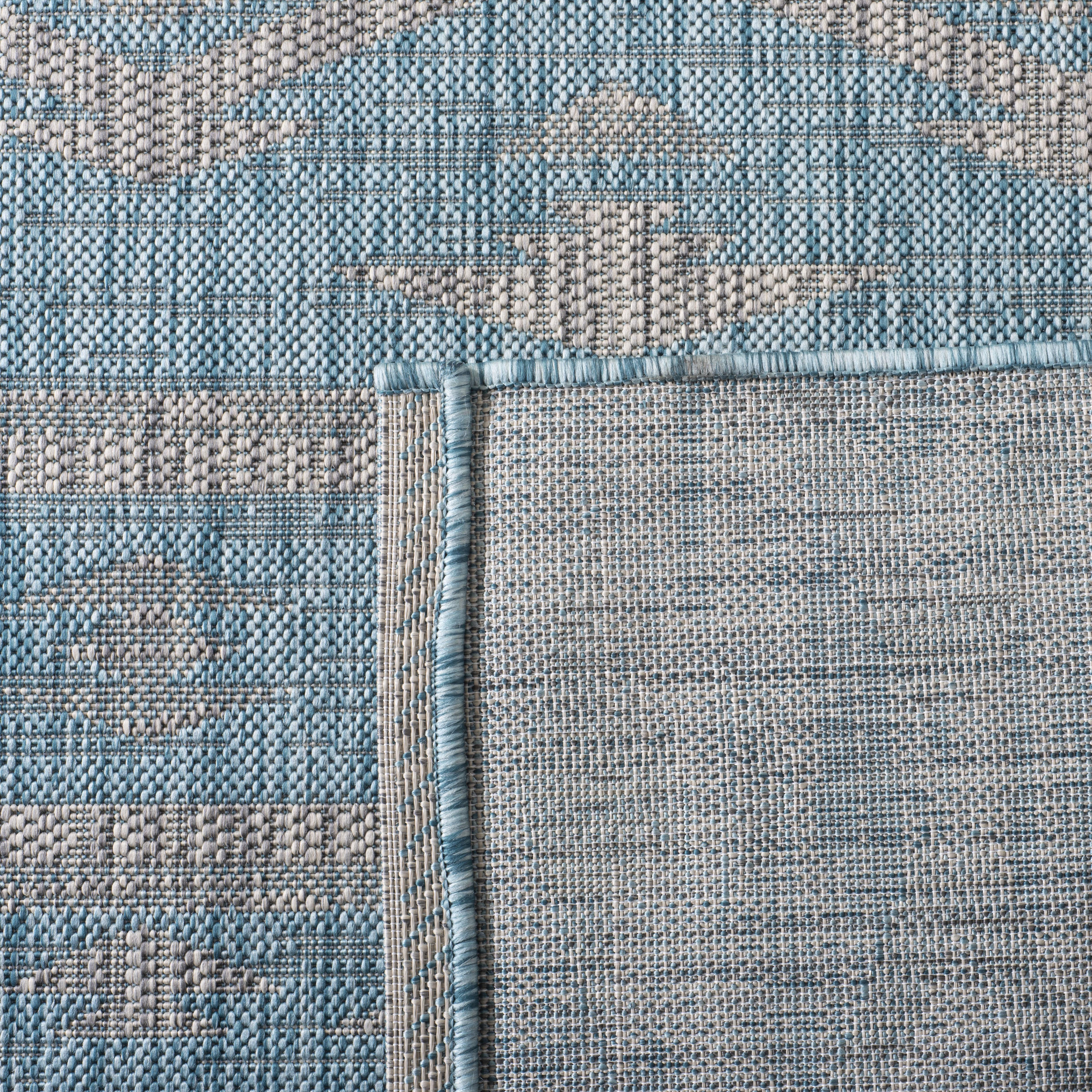 SAFAVIEH Courtyard April Southwestern Indoor/Outdoor Area Rug, 6'7" x 6'7" Round, Aqua/Grey
