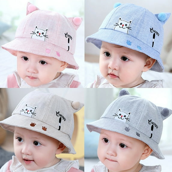 Taluosi Unisex Infant Toddler Baby Cute Cat Paw Embroidery Pompom Ball Sun Shade Hat Cap