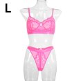 thumbnail image 1 of Encaje sexy conjunto de ropa interior sujetador ropa interior regalo para mujer, rosa fluorescente, L 2 piezas tholdsy XX000054-38, 1 of 7