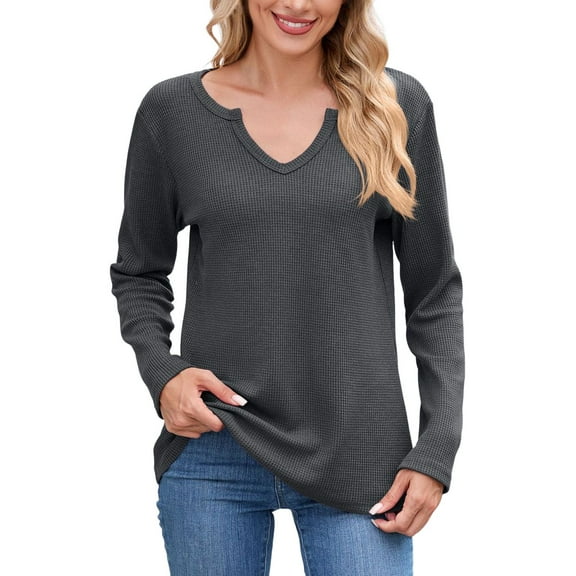 EDFBUYKRS Women's Long Sleeve Blouse Lace Knit Loose Casual Tops S