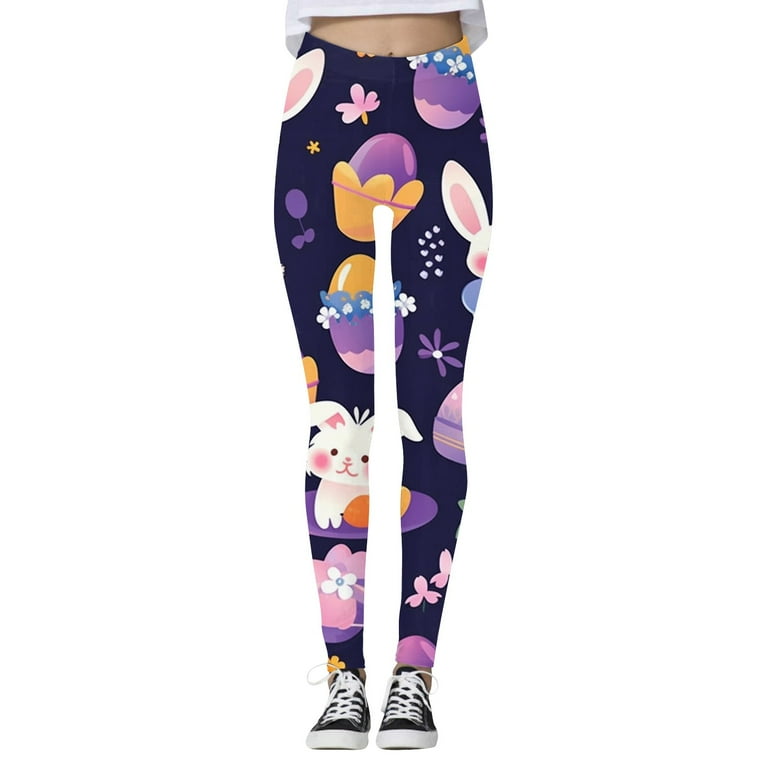 UoCefik Easter Leggings for Women High Waisted Easter Day Rabbit Bunny Eggs  Leggings Workout Sports Easter Graphic Tights Funny Tummy Control Yoga Pant  Dark Purple 3XL 