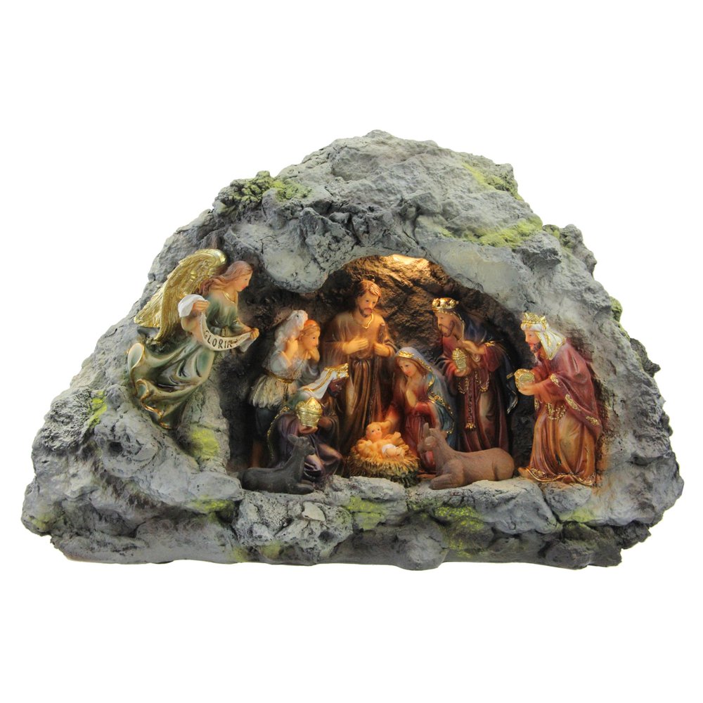 Northlight 14.5 in. Traditional Religious Christmas Nativity Scene in a Cave