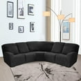 thumbnail image 3 of TOPCHANCES Stretch Recliner Sofa Slipcover for 5 Seat Recliner, 7-Piece Jacquard Sectional Couch Covers Furniture Protector ( Black ), 3 of 7
