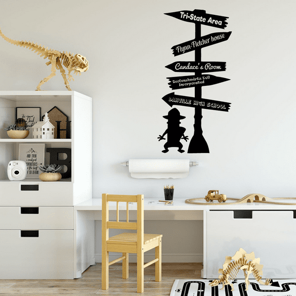 Phineas and Ferb Pathway Map Sign Signage Cartoon Wall Sticker Art Decal for Girls Boys Room Bedroom Nursery Kindergarten House Fun Home Decors Stickers Wall Art Vinyl Decoration Size (30x20 inch)