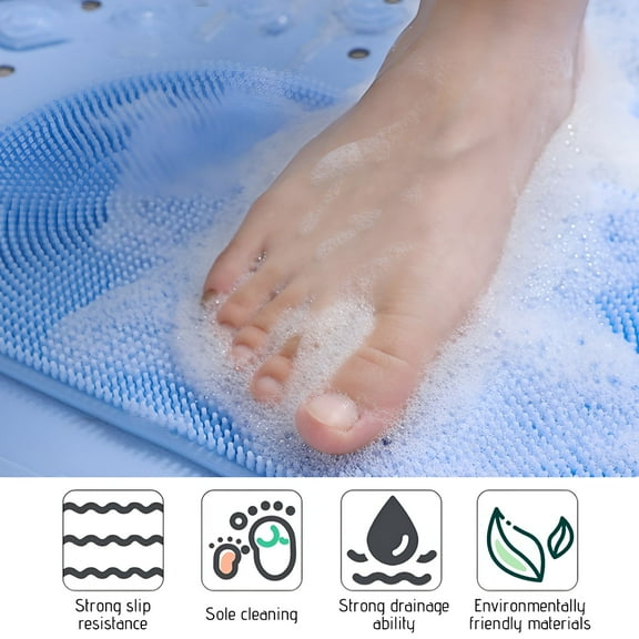 LAMIRO Bath Tub Mats Non Slip,31.5x20" Shower Mat with Drain Holes Suction Cups,Massage Foot Pad for Bathroom Bathtub Mat,Shower Mat Non Slip,Bath Matts for Shower