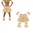 thumbnail image 4 of 2X Traje de Falda de Hierba Hawaiana de Brazo Elástico Cubierta de Pies Falda de Hierba Hula Traje de Baile Playa Vacaciones de Verano Fiesta de Bodas Favor (Color Paja), 4 of 5
