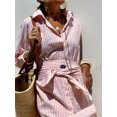 thumbnail image 2 of Vestido camisero de oficina de media manga para mujer, cuello en V, estampado Irregular, abertura, moda de verano, ropa elegante para vacaciones en la playa, 2 of 5
