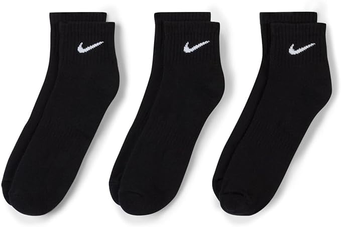 Nike Everyday Cushion Breathable Ankle Training Socks (6 Pair) Large Black/White