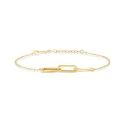 Gelin Paperclip Link Chain Bracelet in 14K Solid Gold for Women, Adjustable