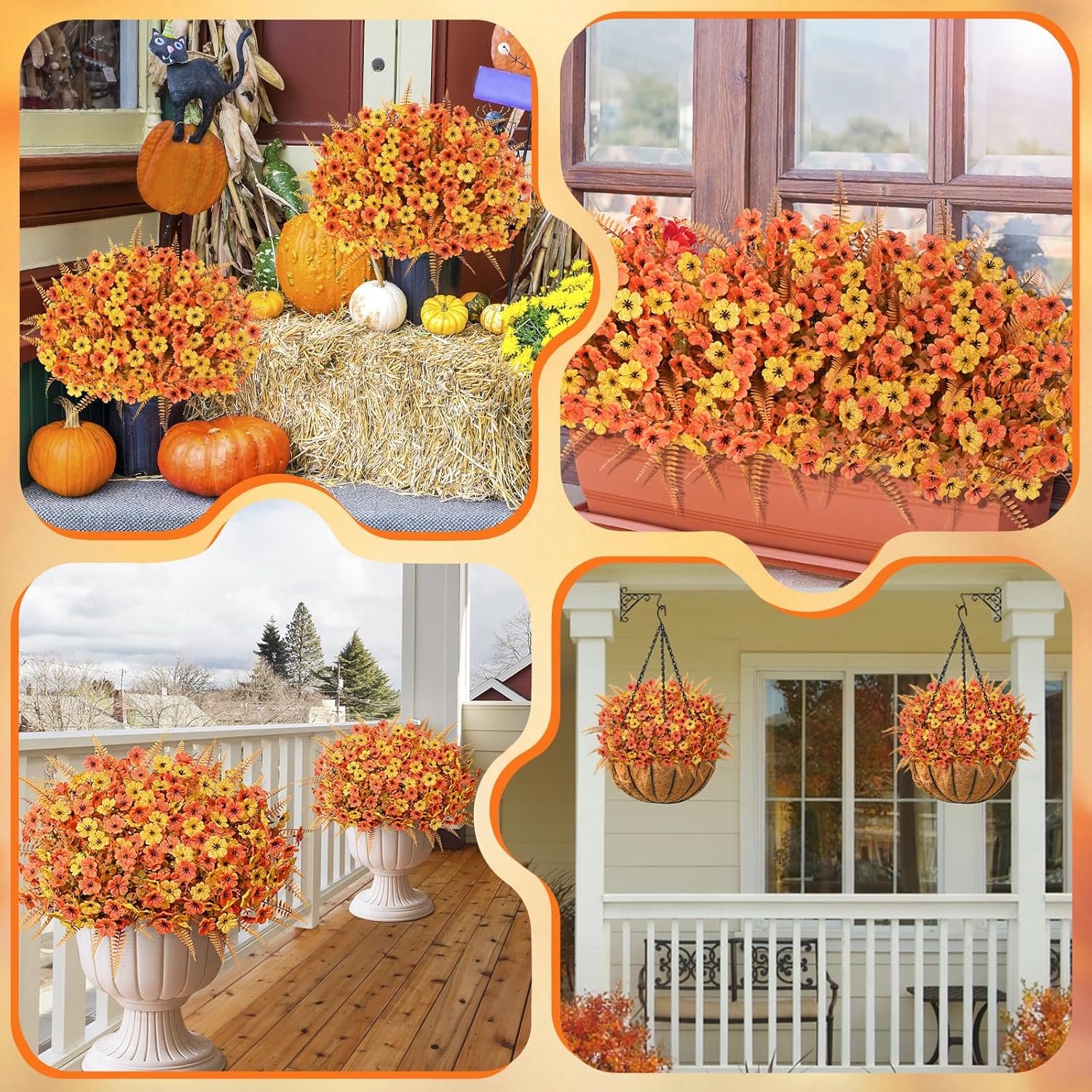 Yastouay 32 Bundles Artificial Flowers for Outdoors, UV Resistent Fake Boxwood Flowers Faux Outdoor Plants for Outside Garden Balcony Yard Porch Decor