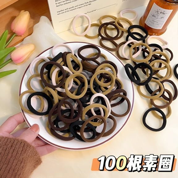 VANIDO 100pcs Hair Ties for Women Thin Hair Seamless Ponytail Holders High Elasticity No Damage Hair Bands Colored Hair Ties for Girls Accessories