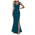 thumbnail image 2 of Formal Dresses for Women Ladies Elegant Sleeveless V Neck Split Evening Gown Long Dress Evening Dresses Sky Blue XXL, 2 of 5