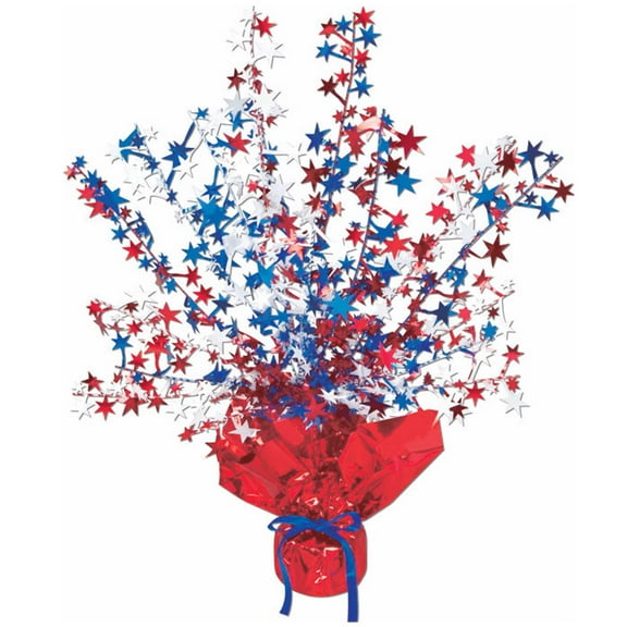 Beistle Metallic Plastic USA Patriotic Star Gleam ‘N Burst Centerpiece – American 4th Of July Decorations , Red White and Blue