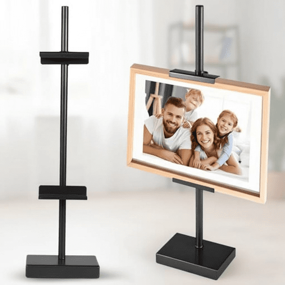 Adjustable Tabletop Easel Stand for Displaying Picture Frames and Art, 18-Inch Black Metal Art Easel for Sturdy Frame Support and Decorative Home or Office Use
