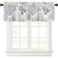thumbnail image 2 of Coastal Gray Coral Valances for Windows/Kitchen/Living Room/Bathroom Decor, Ocean Beach Valance Curtains with Rod Pocket, Summer Nautical Seashell Starfish Short Window Treatment Curtain 54"Wx18"L, 2 of 6