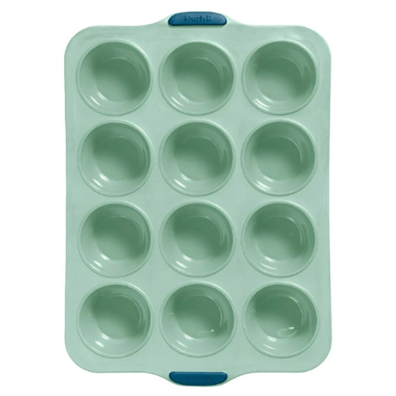 Starfrit 12-Cup Silicone Muffin Pan , 2.75 in Diameter Cups with Integrated Metal Frame